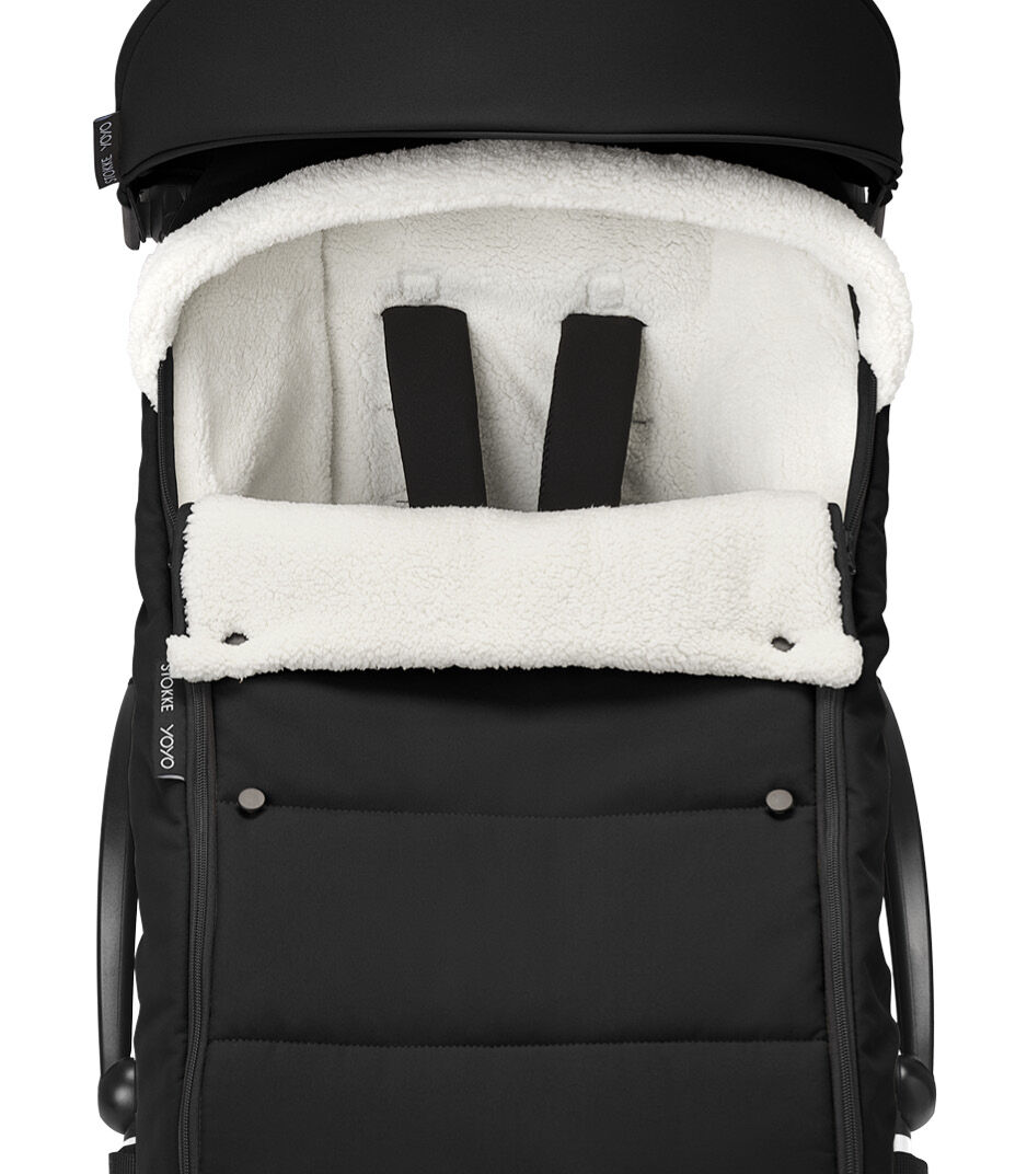 Stokke® YOYO3® 6+ Black. White Frame. Footmuff, Detail. galery image 8